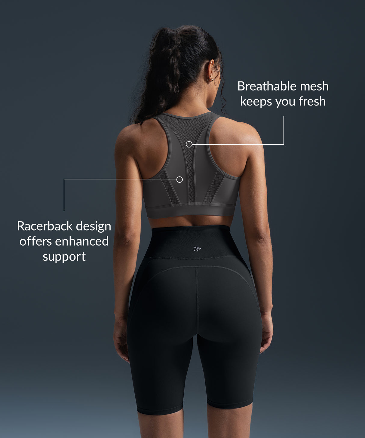 Enfold Zip Mesh Padded Running Bra | Women's High Support Sports Bra