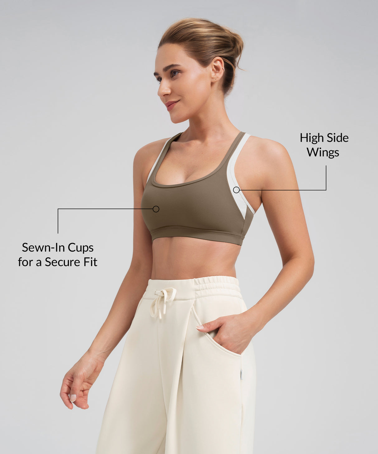 Sujetador de yoga acolchado con doble tirante Anywhere Scoop | Sujetador deportivo de sujeción ligera para mujer