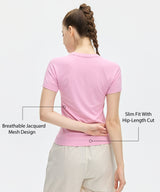 Sculpt Elastic Stretchy Slim Fit Tennis Tee| Women's Short Sleeve T-shirt
