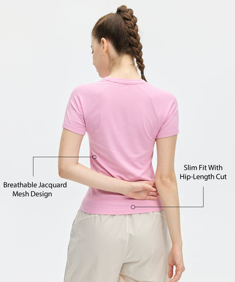 Sculpt Elastic Stretchy Slim Fit Tennis Tee| Women's Short Sleeve T-shirt