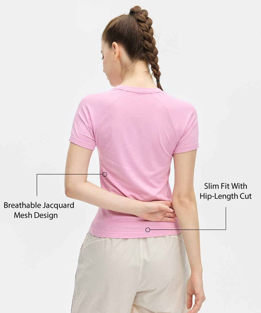 Sculpt Elastic Stretchy Slim Fit Tennis Tee| Women's Short Sleeve T-shirt