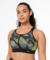 Echo Camouflage Adjustable Zip Racerback Padded Running Bra | Women's High Support Sports Bra