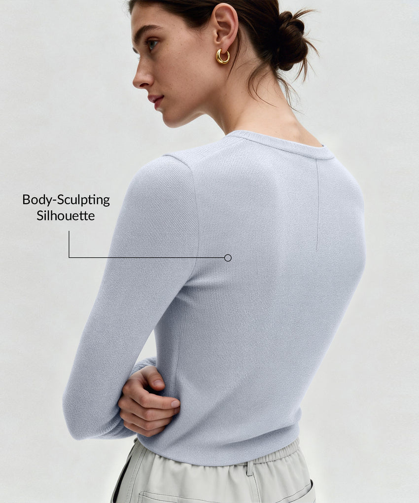 Camicia casual a maniche lunghe con colletto a mezzo bottone Anywhere | T-shirt a maniche lunghe da donna