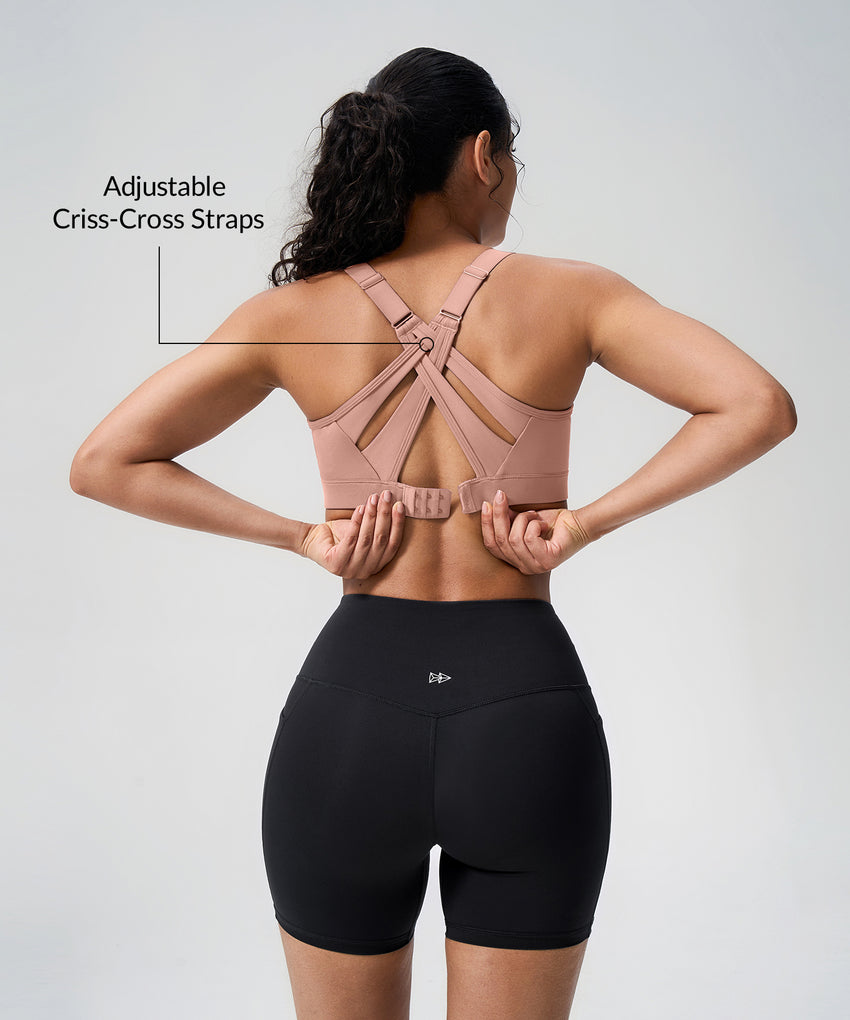 Power Adjustable Criss Cross Padded Running Bra | Women's High Support Sports Bra