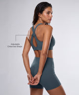 Reggiseno da corsa imbottito con scollo a V e schiena incrociata Power | Reggiseno sportivo ad alto sostegno da donna