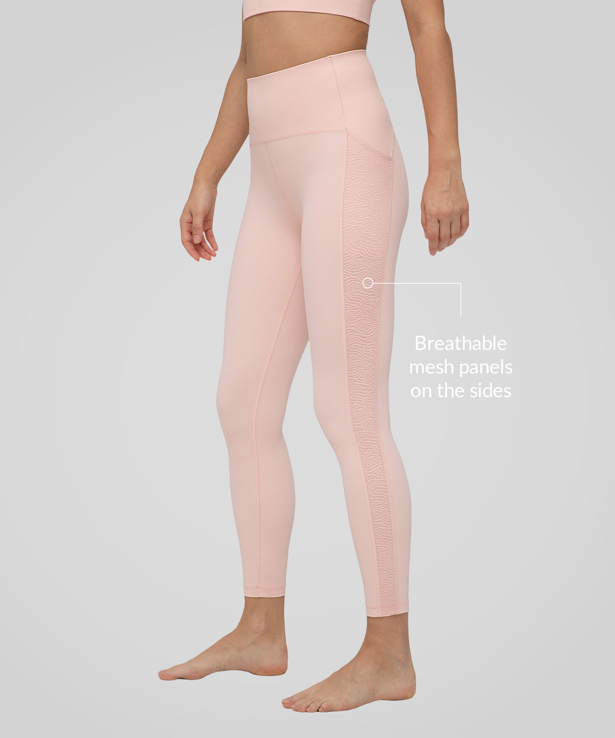Atmungsaktive Leggings mit seitlichem Mesh-Logo-Print, 25 Zoll | Leicht stützende Leggings für Damen