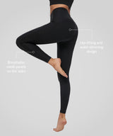 Atmungsaktive Leggings mit seitlichem Mesh-Logo-Print, 25 Zoll | Leicht stützende Leggings für Damen