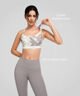 Reggiseno yoga imbottito con scollo a barchetta e doppie spalline | Reggiseno sportivo con supporto leggero da donna