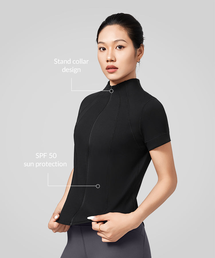 Sculpt Stand Collar Cool-Touch T-Shirt | Damen Sport T-Shirt