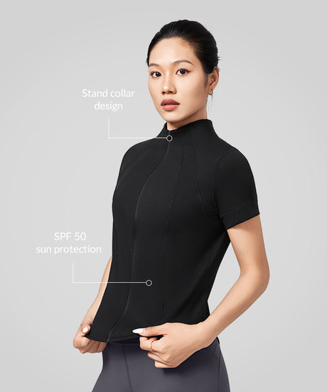 Sculpt Stand Collar Cool-touch T-shirt | Women's Sports T-shirt