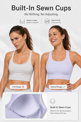 Sujetador deportivo Echo Natural Shine con espalda abierta para correr | Sujetador deportivo de alta sujeción para mujer