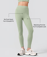 Power Jacquard Pattern No Front Seam High-Rise Running Leggings 25inches | Women's High Support Leggings