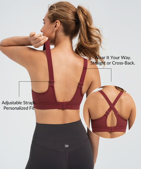 Power Adjustable Two Style Running Bra | Women's High Support Sports Bra