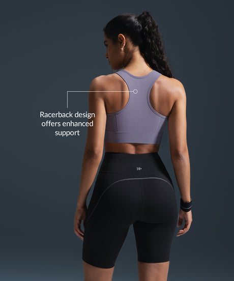 Enfold Zip Front Racerback Vadderad Löpar-BH | Sport-BH med Högt Stöd för Damer