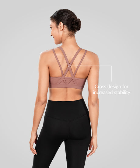 Echo Long Double Cross Straps Padded Yoga Bra | Women's Light Support Sports Bra