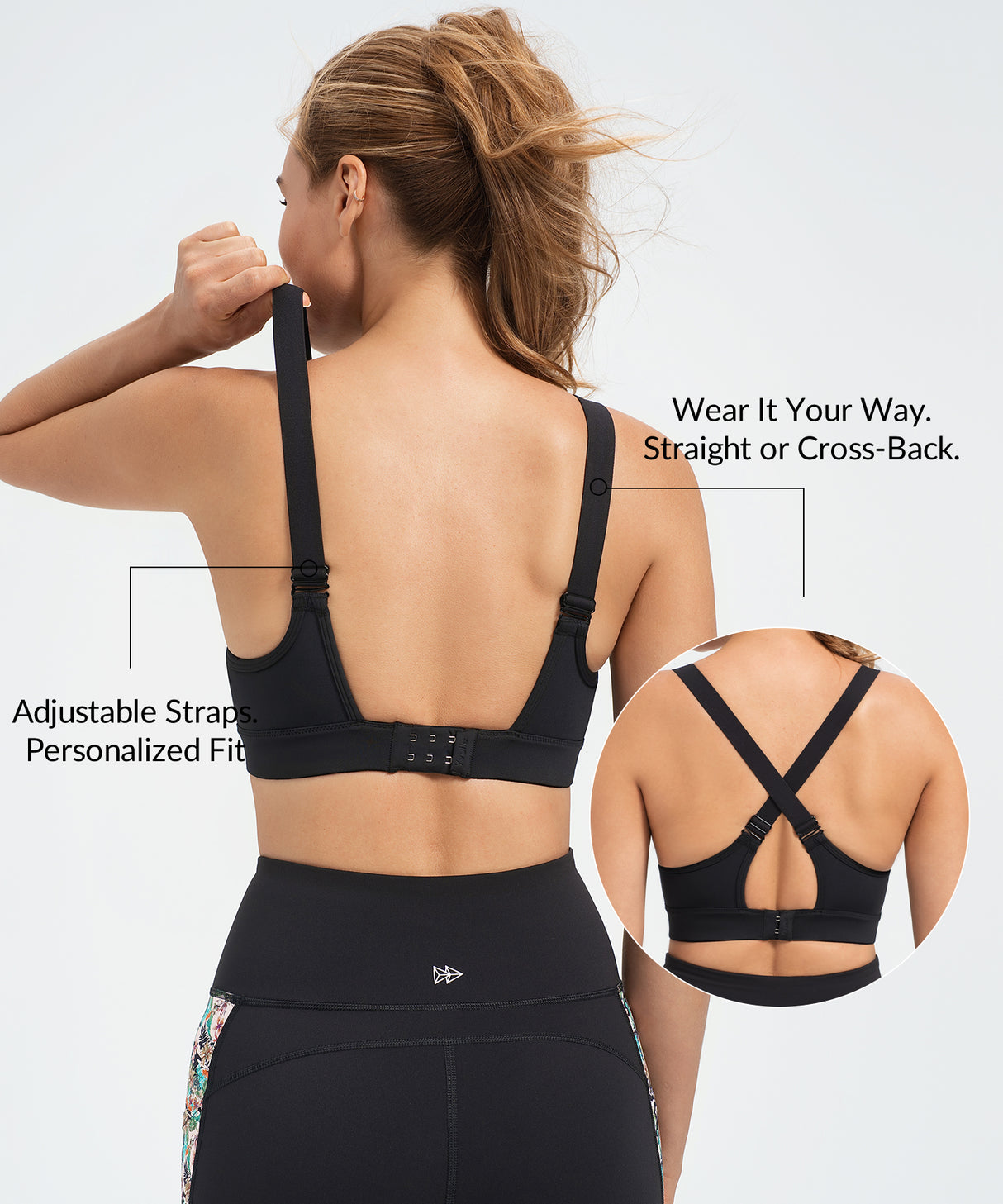 Power Adjustable Two Style Running Bra | Women's High Support Sports Bra