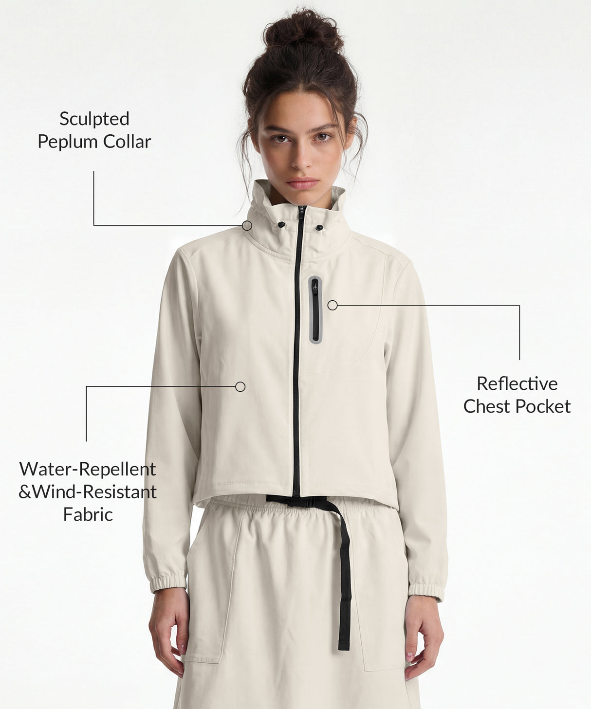 Anywhere Crop Drawcords Durable Waterproof Softshell Jacket | Women's Sports Jacket
