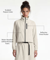 Anywhere Crop Drawcords Durable Waterproof Softshell Jacket | Women's Sports Jacket