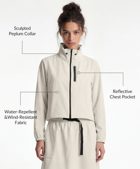 Anywhere Crop Drawcords Durable Waterproof Softshell Jacket | Women's Sports Jacket