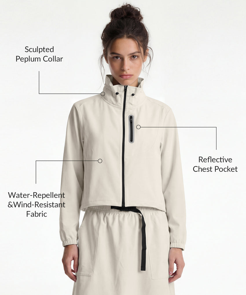 Anywhere Crop Drawcords Durable Waterproof Softshell Jacket | Women's Sports Jacket