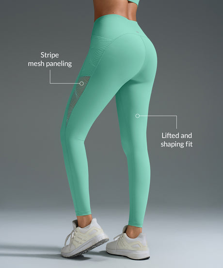 Leggings de running Power de cintura alta con malla lateral de 62 cm | Leggings de alta sujeción para mujer