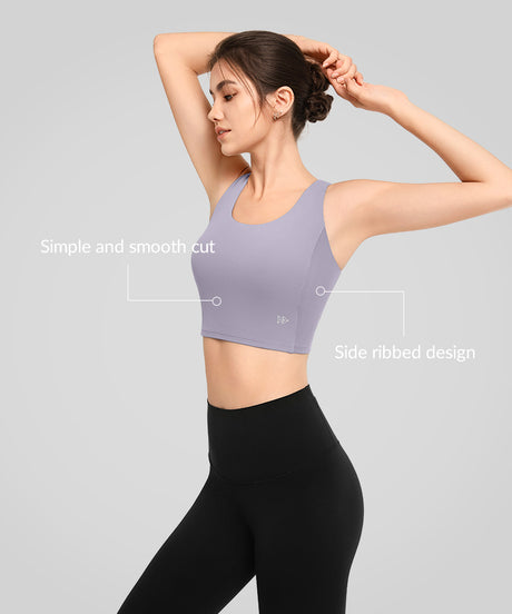 Anywhere Ribbed Contrast Hollow Out Yoga Bra| Women's Light Support Sports Bra