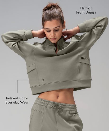 Anywhere Half-Zip Mock Neck Pockets Sweatshirt | Women's Sports Sweatshirt