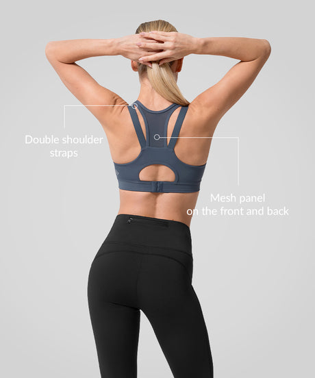 Power Zip Front Breathable Full-Coverage Running Bra | Women's High Support Sports Bra
