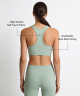 Shift Front Zip Sewn-in Pads Racerback Running Bra | Women's High Support Sports Bra