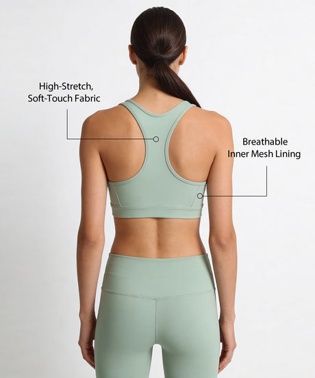 Shift Front Zip Sewn-in Pads Racerback Running Bra | Women's High Support Sports Bra