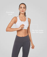 Enfold Zip Mesh Racerback Padded Running Bra | Women's High Support Sports Bra