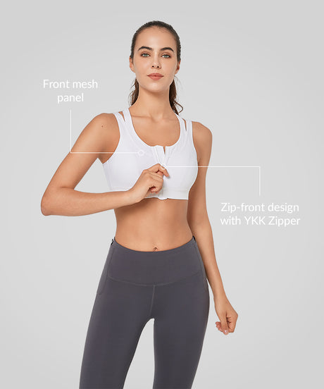 Enfold Zip Mesh Racerback Vadderad Löpar-BH | Sport-BH med Högt Stöd för Damer