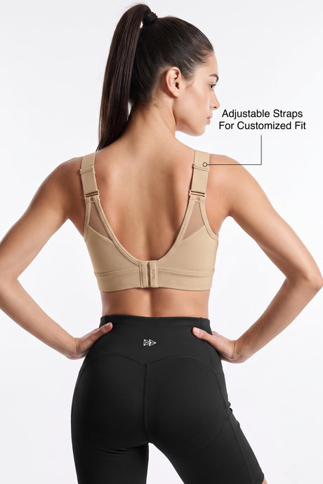 Shift™ Adjustable Straps Breathable Mesh With Sewn-In Pads High Support Sports Bra | High-Impact Support Best For Running, HIIT, Yoga & Training