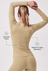 Completo intimo termico Shift super morbido ed elasticizzato in tinta unita | T-shirt a maniche lunghe da donna