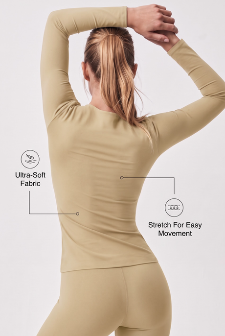 Shift Superweiches, dehnbares, einfarbiges Thermounterwäsche-Set | Langarm-T-Shirt für Damen - image 2