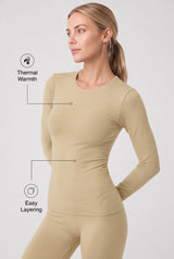 Completo intimo termico Shift super morbido ed elasticizzato in tinta unita | T-shirt a maniche lunghe da donna