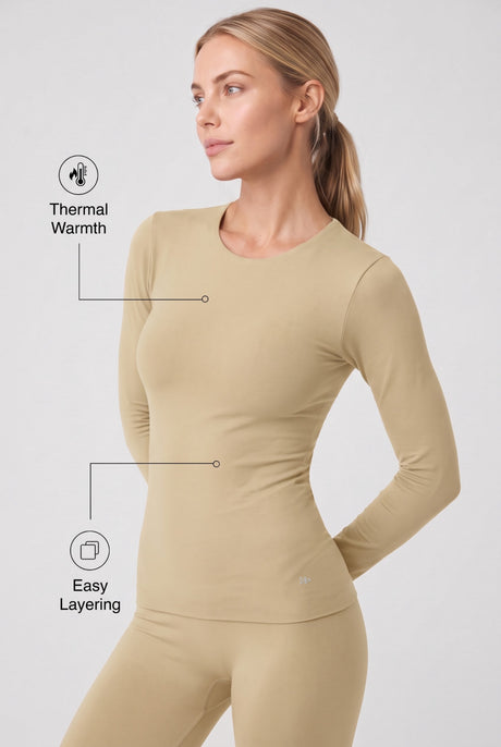 Shift Superweiches, dehnbares, einfarbiges Thermounterwäsche-Set | Langarm-T-Shirt für Damen - image 3