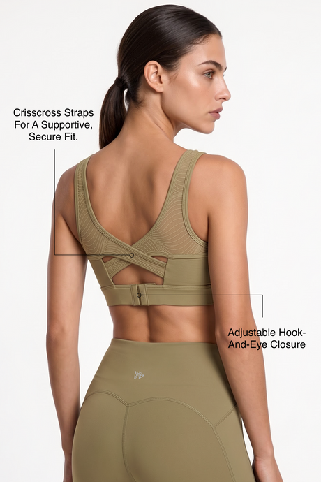Power™ Yvette High-Support Sculpted Cup Sports Bra with Leaf-Pattern Mesh Back | High-Impact Bounce Control Without Flattening for Running, HIIT & Training - image 3