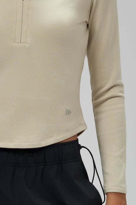 Anywhere™ Brushed Half-Zip Long Sleeve Crop Top | Women's Long Sleeve T-shirt