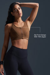 Reggiseno da corsa imbottito con schiena incrociata in rete e cerniera frontale Enfold | Reggiseno sportivo ad alto sostegno da donna