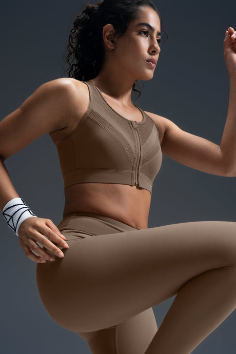 Enfold Zip Mesh gepolsterter Lauf-BH | Damen-Sport-BH mit starkem Halt