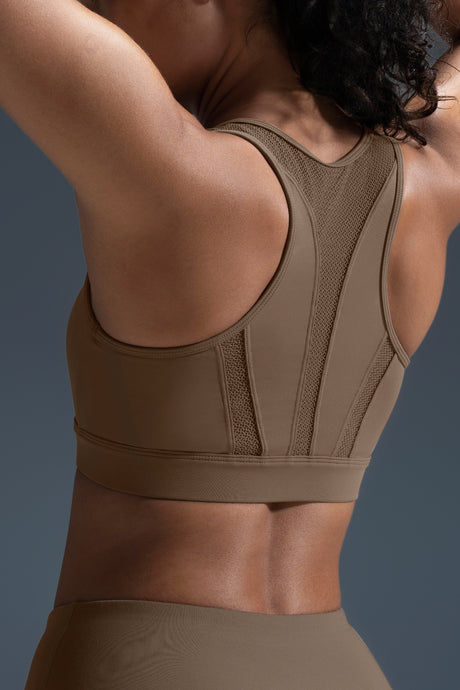 Enfold Zip Mesh gepolsterter Lauf-BH | Damen-Sport-BH mit starkem Halt