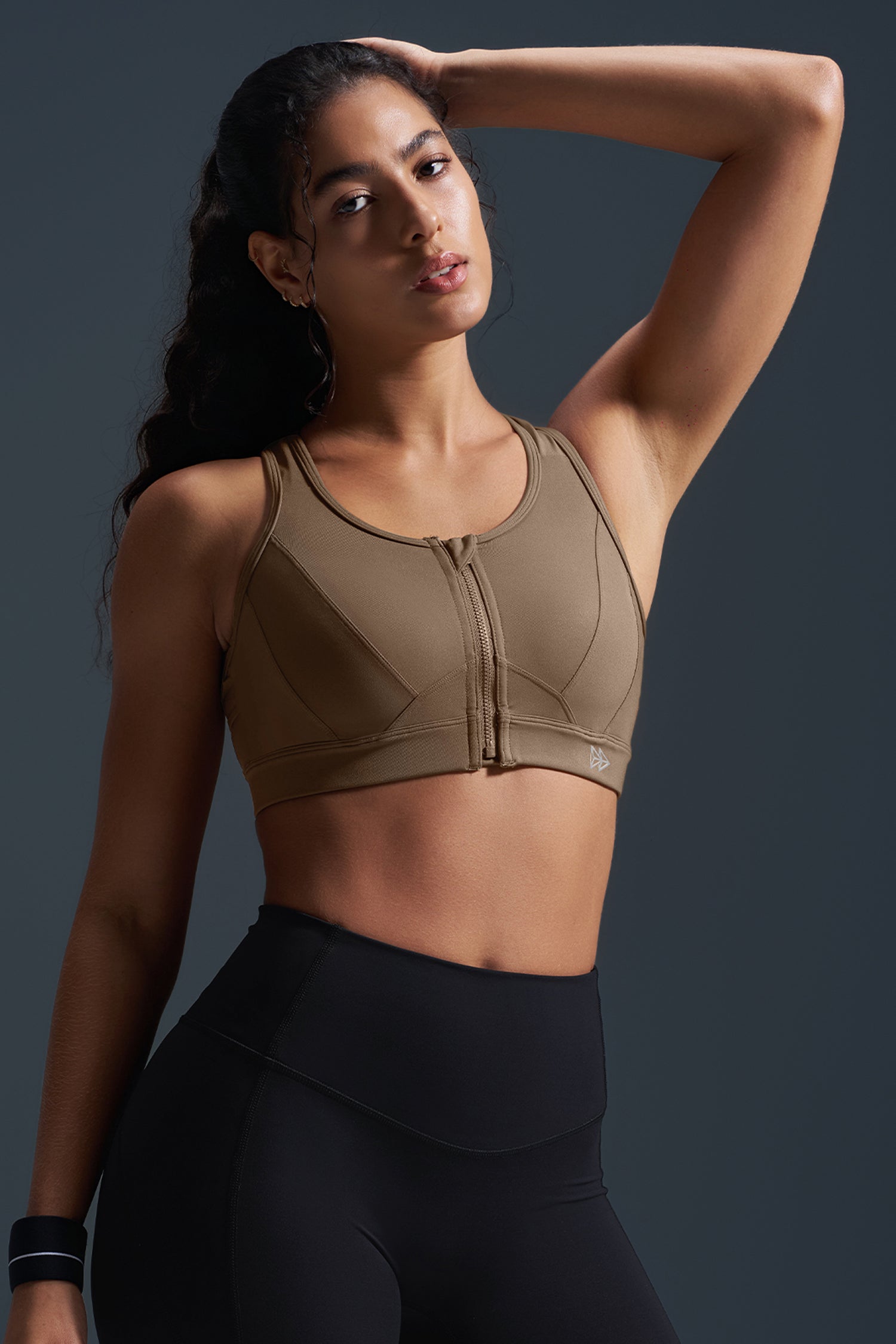 Reggiseno da corsa imbottito con schiena incrociata in rete e cerniera frontale Enfold | Reggiseno sportivo ad alto sostegno da donna