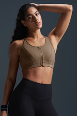 Reggiseno da corsa imbottito con schiena incrociata in rete e cerniera frontale Enfold | Reggiseno sportivo ad alto sostegno da donna