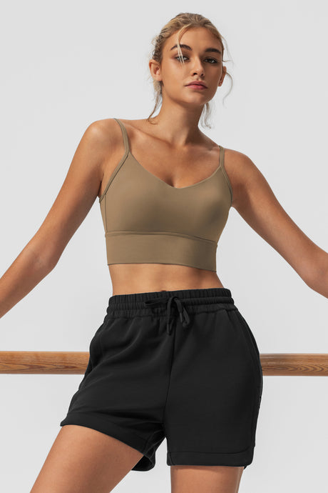 Echo™ V-Neck Ribbed Padded Yoga Bra | Women's Light Support Sports Bra