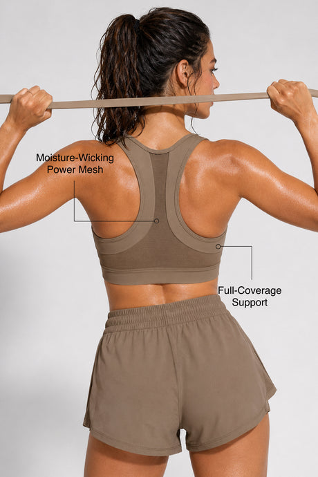 Enfold™ Zip Front Breathable Racerback High Impact Running Bra | Women's High Support Sports Bra