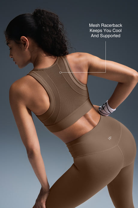 Reggiseno da corsa imbottito Sculpt Zip Mesh Racerback | Reggiseno sportivo ad alto sostegno da donna