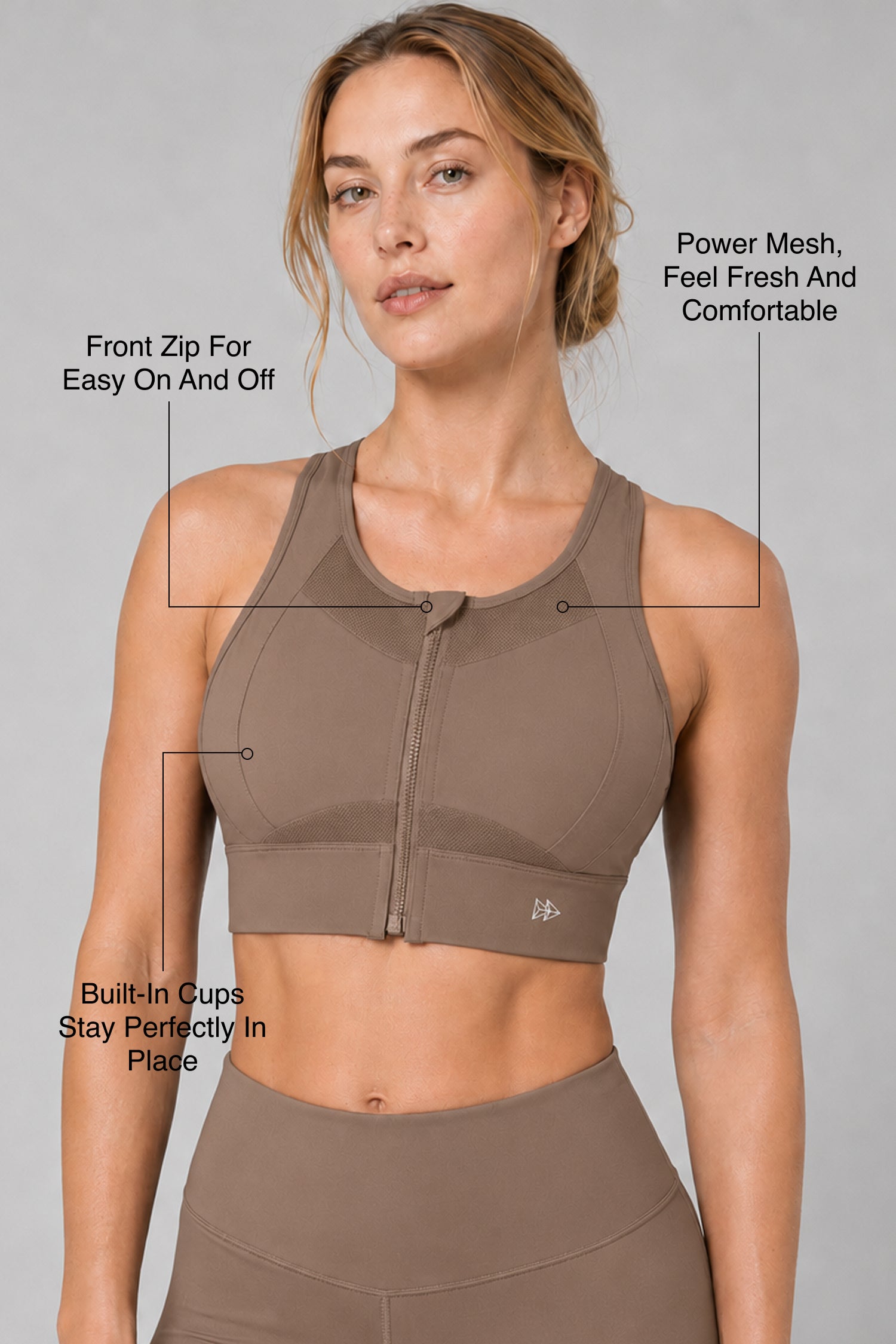 Sculpt™ Zip Front Breathable Racerback High Support Running Bra | Women's High Support Sports Bra
