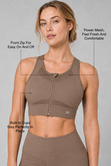 Sculpt™ Zip Front Breathable Racerback High Support Running Bra | Women's High Support Sports Bra