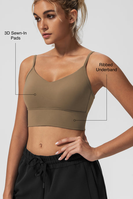Echo™ V-Neck Ribbed Padded Yoga Bra | Women's Light Support Sports Bra